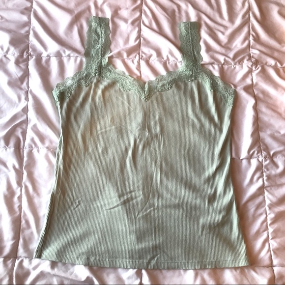 Maurices Tops Mint Green Cami Tank Top With Lace Trim Poshmark